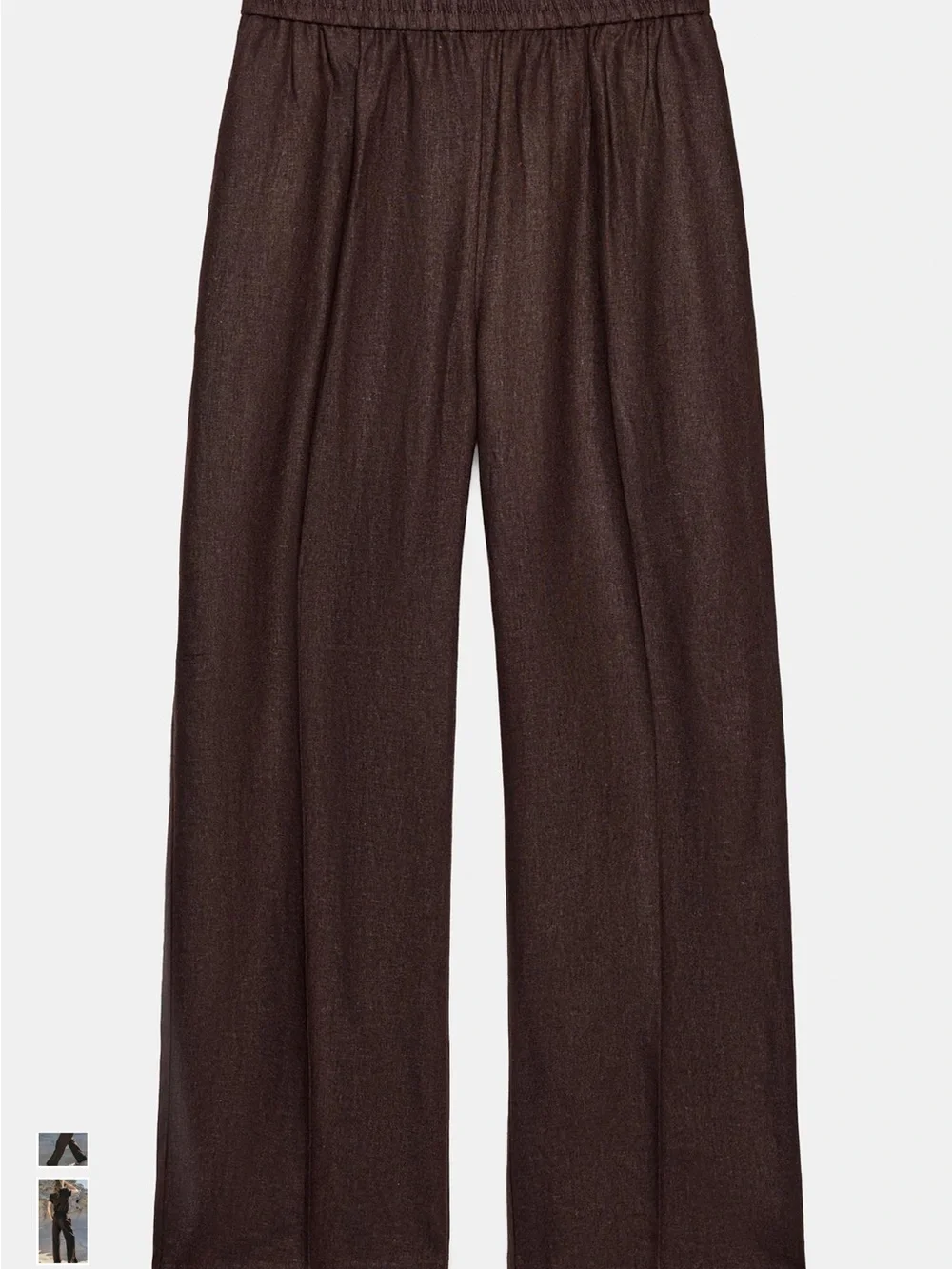 Zara Straight-Leg Linen-Blend Pants in Deep Brown